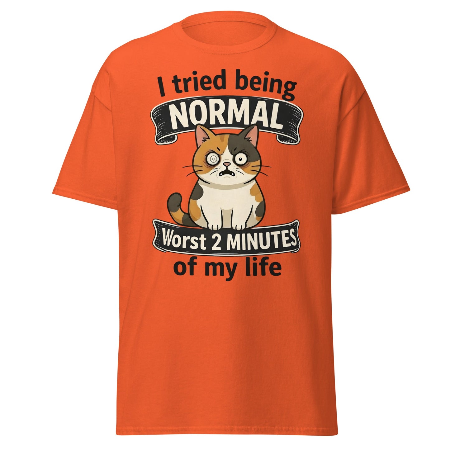 Funny Grumpy Cat T-Shirt | I Tried Being Normal Tee - Orange - T-Shirts Online