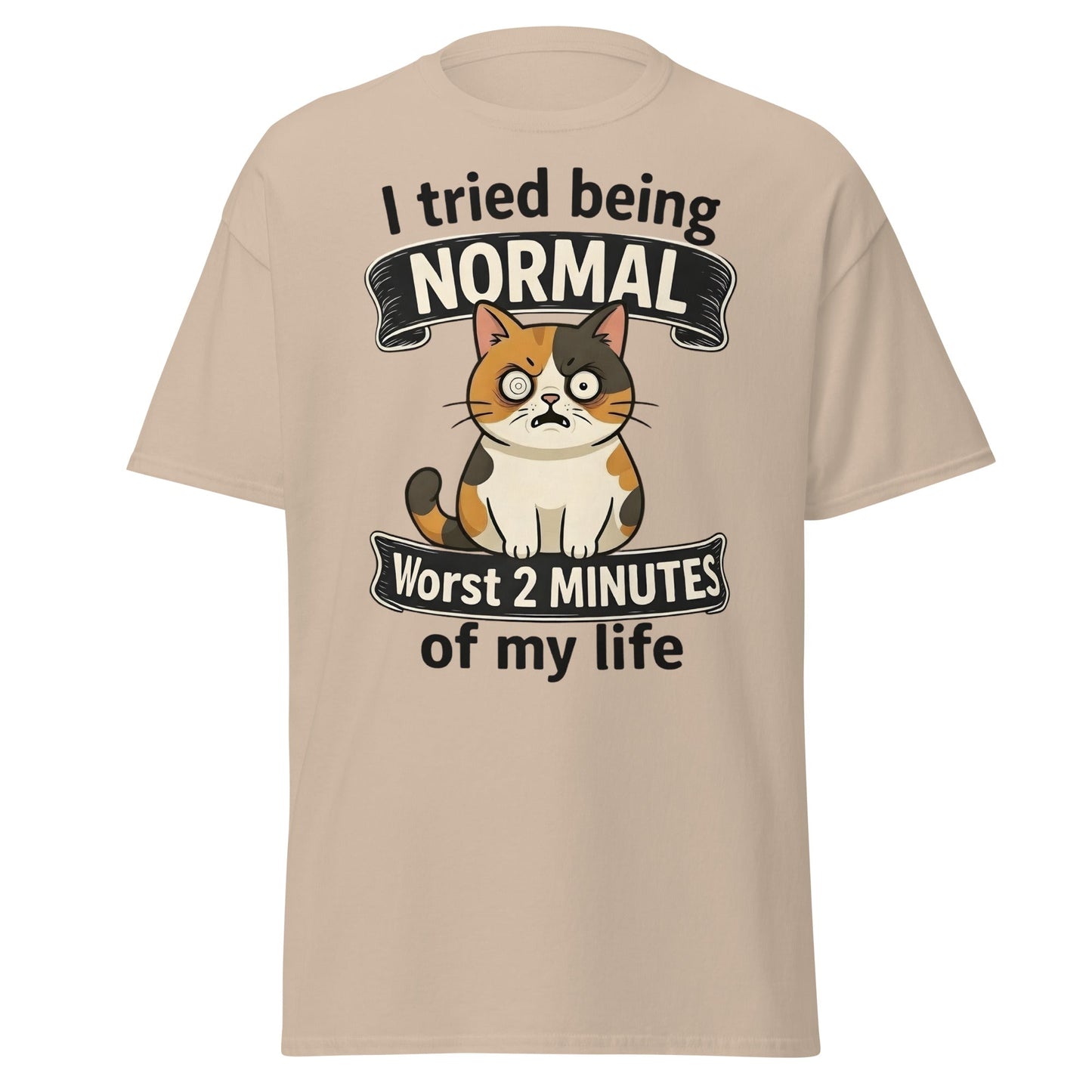 Funny Grumpy Cat T-Shirt | I Tried Being Normal Tee - Sand - T-Shirts Online
