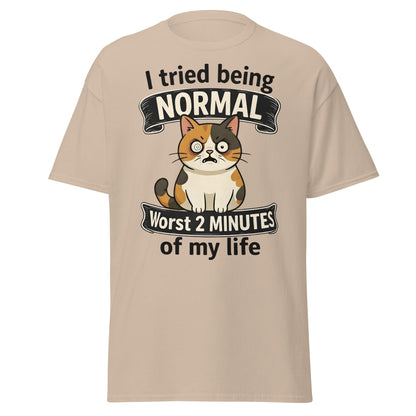 Funny Grumpy Cat T-Shirt | I Tried Being Normal Tee - Sand - T-Shirts Online