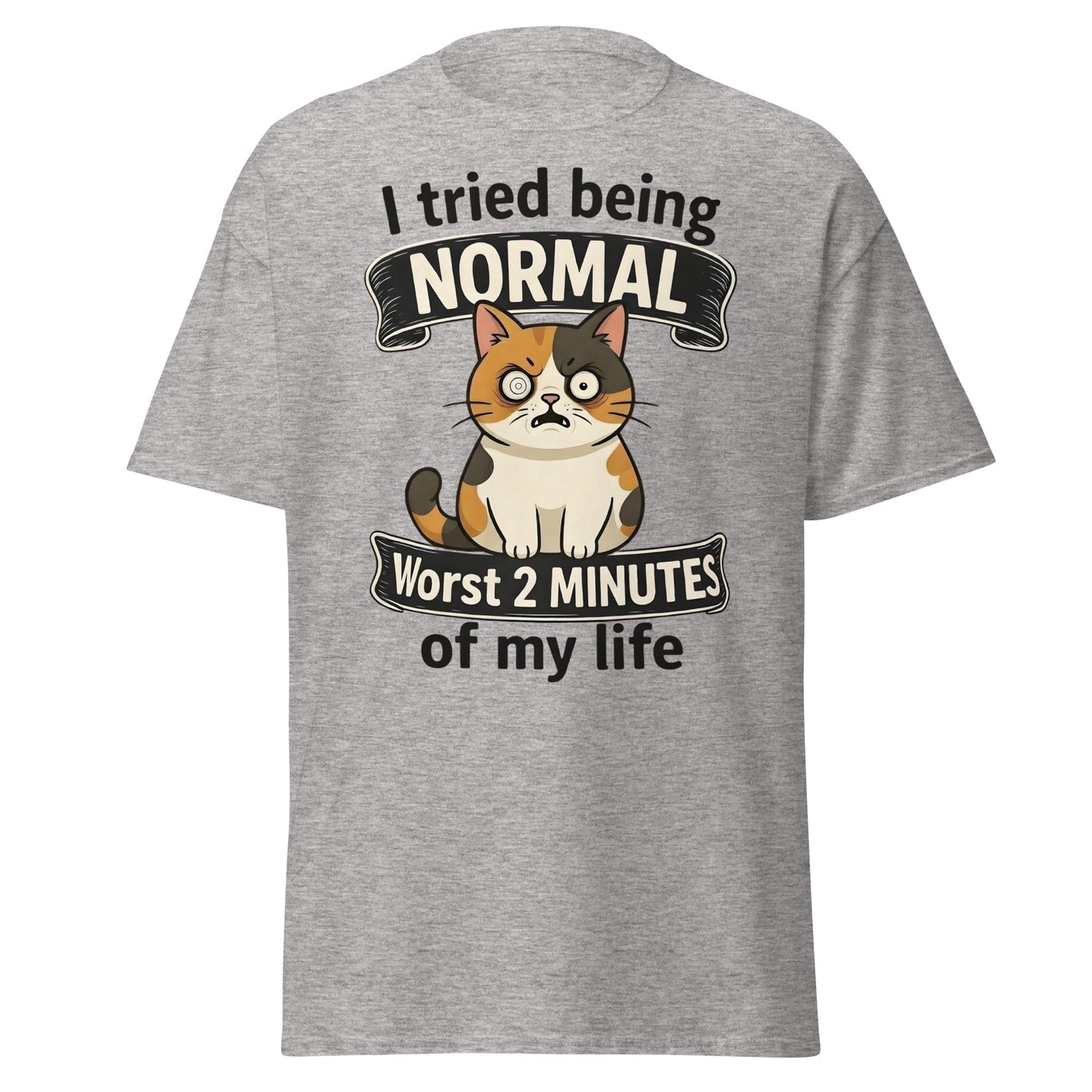 Funny Grumpy Cat T-Shirt | I Tried Being Normal Tee - Sport Grey - T-Shirts Online