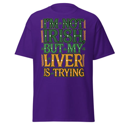 Funny I'm Not Irish My Liver Is Trying St. Patrick's Day Tee - Purple - T-Shirts Online