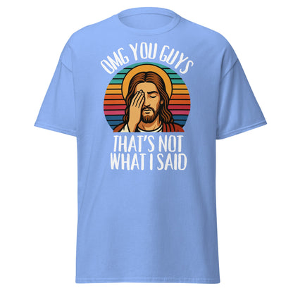Funny Jesus Facepalm T-Shirt - Retro Sarcastic Graphic Tee - Carolina Blue - T-Shirts Online
