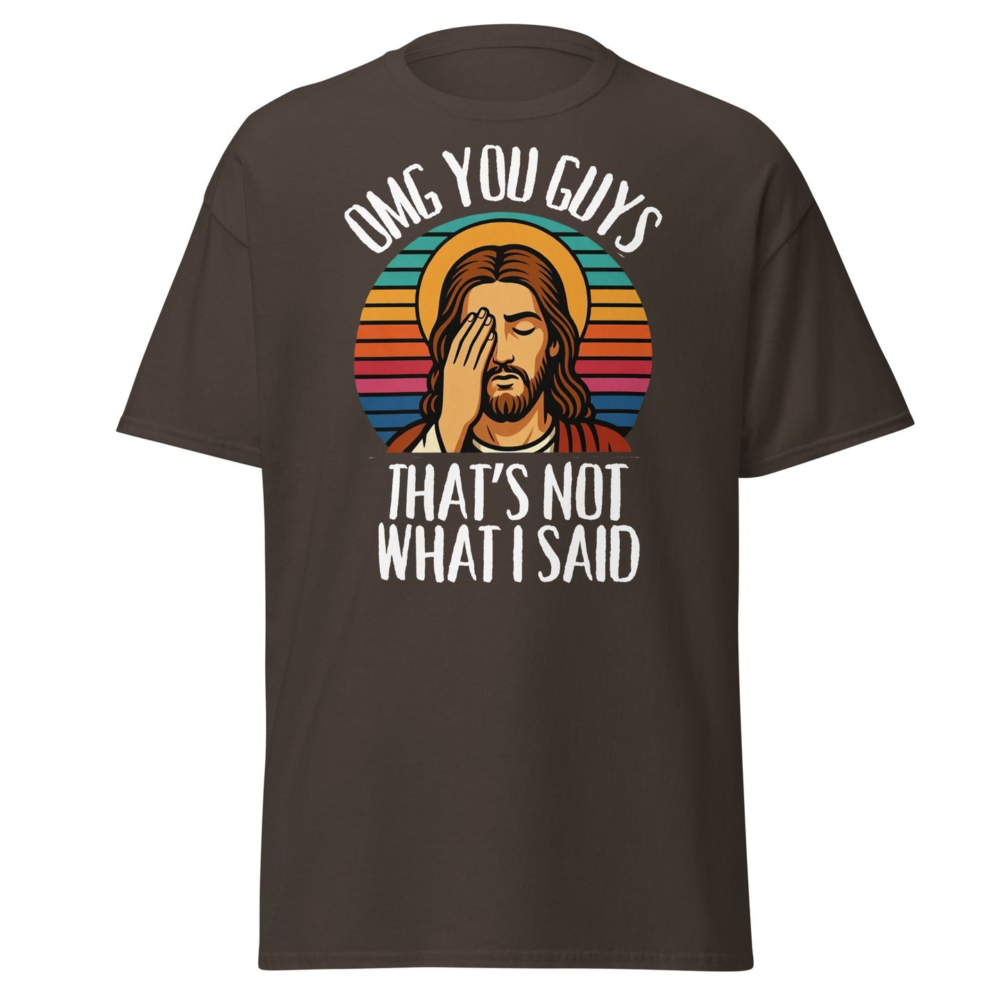 Funny Jesus Facepalm T-Shirt - Retro Sarcastic Graphic Tee - Dark Chocolate - T-Shirts Online