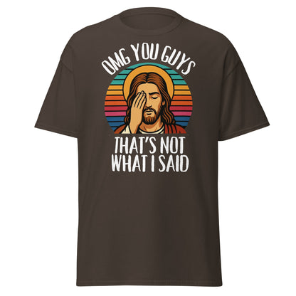 Funny Jesus Facepalm T-Shirt - Retro Sarcastic Graphic Tee - Dark Chocolate - T-Shirts Online