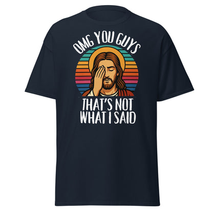 Funny Jesus Facepalm T-Shirt - Retro Sarcastic Graphic Tee - Navy - T-Shirts Online