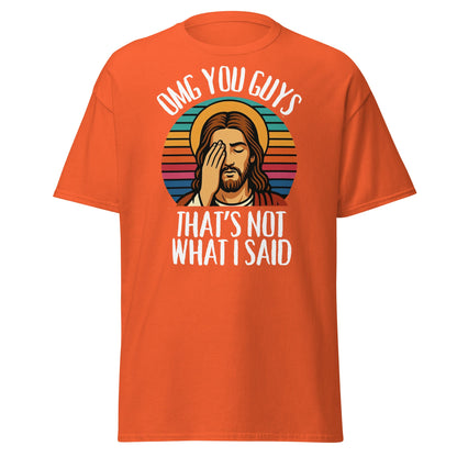 Funny Jesus Facepalm T-Shirt - Retro Sarcastic Graphic Tee - Orange - T-Shirts Online