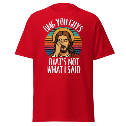 Funny Jesus Facepalm T-Shirt - Retro Sarcastic Graphic Tee - Red - T-Shirts Online