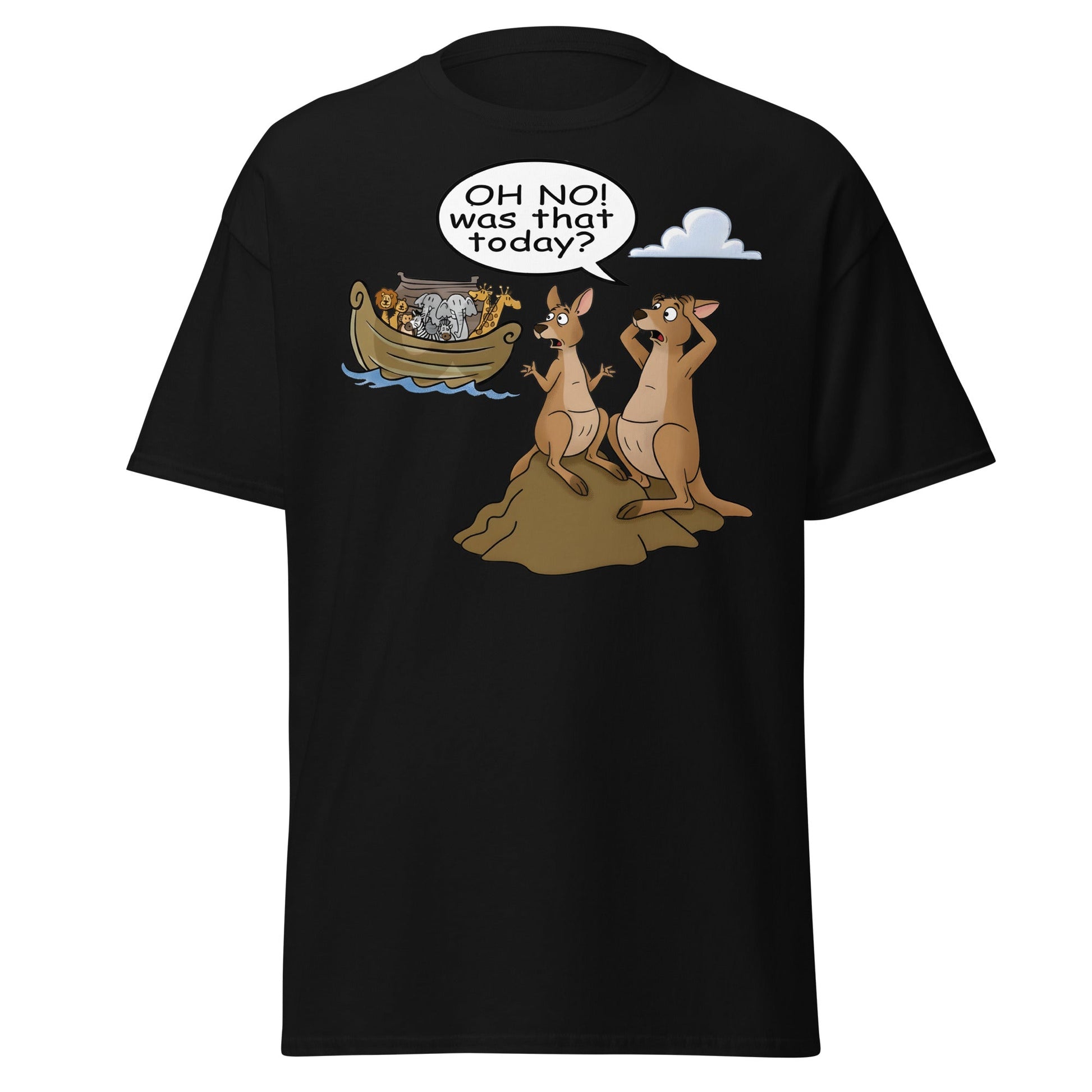 Funny Kangaroo Noah's Ark Missed It T-Shirt - Black - T-Shirts Online
