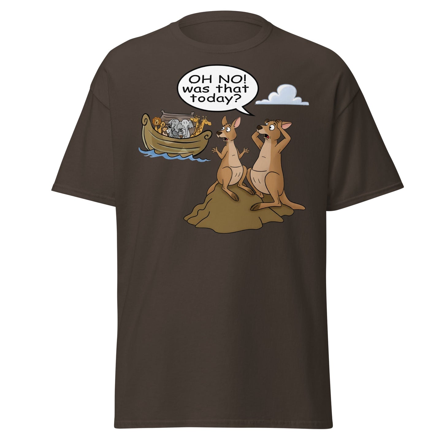 Funny Kangaroo Noah's Ark Missed It T-Shirt - Dark Chocolate - T-Shirts Online