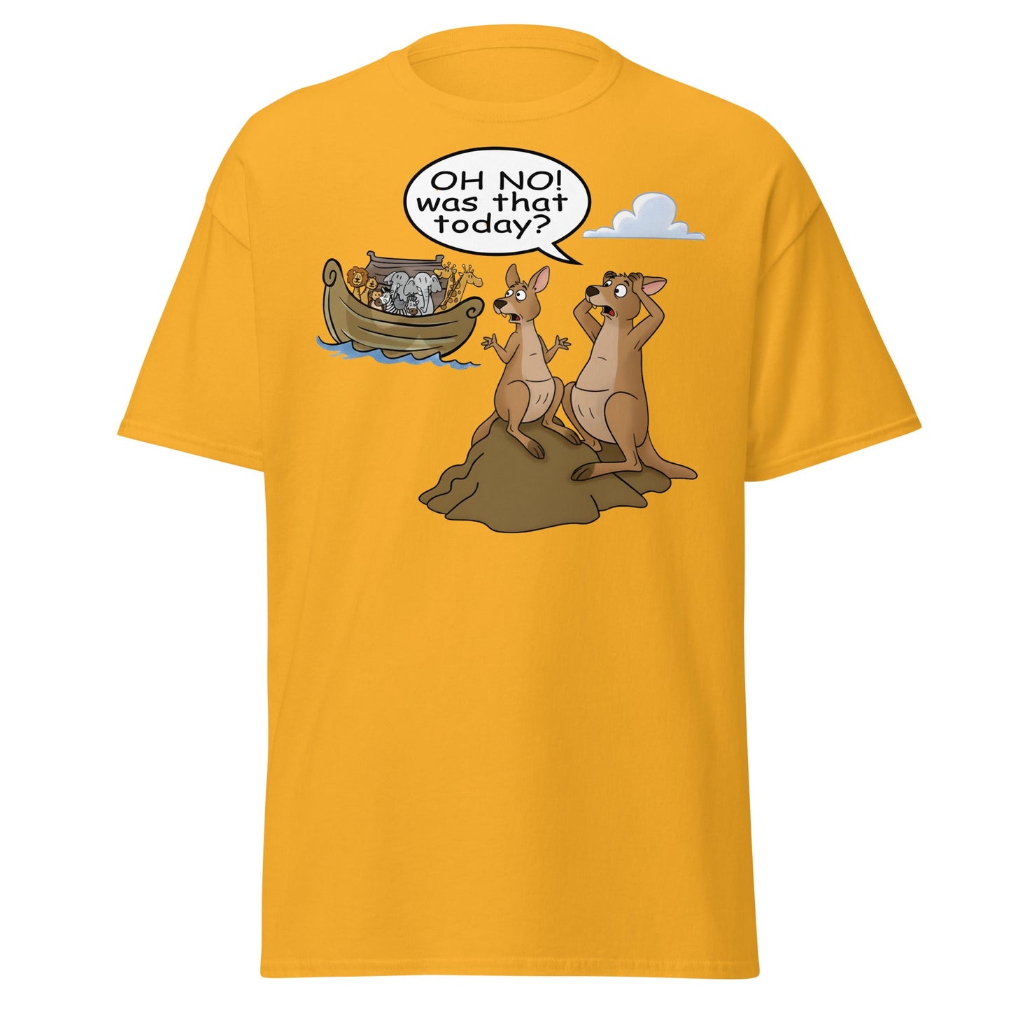 Funny Kangaroo Noah's Ark Missed It T-Shirt - Gold - T-Shirts Online