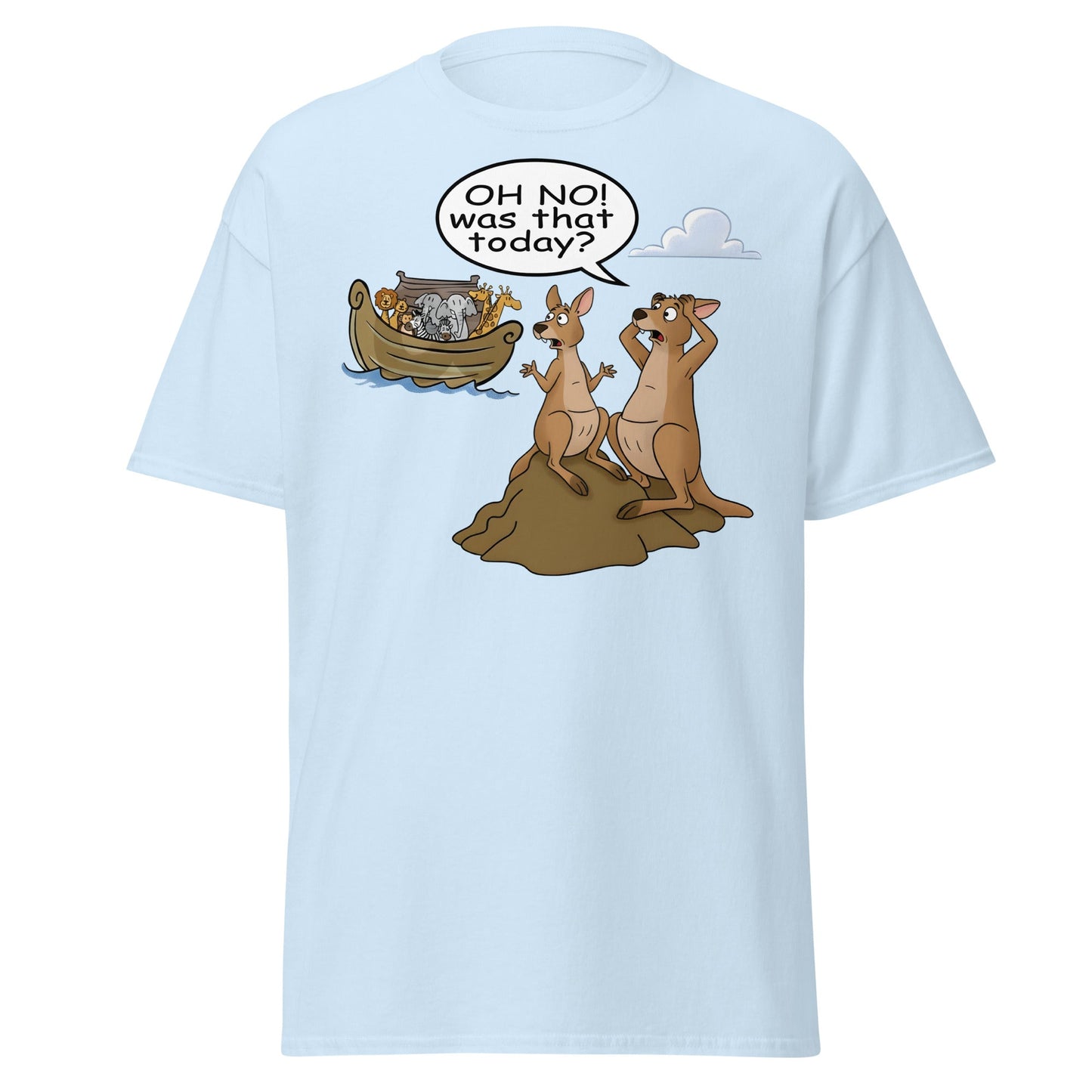 Funny Kangaroo Noah's Ark Missed It T-Shirt - Light Blue - T-Shirts Online