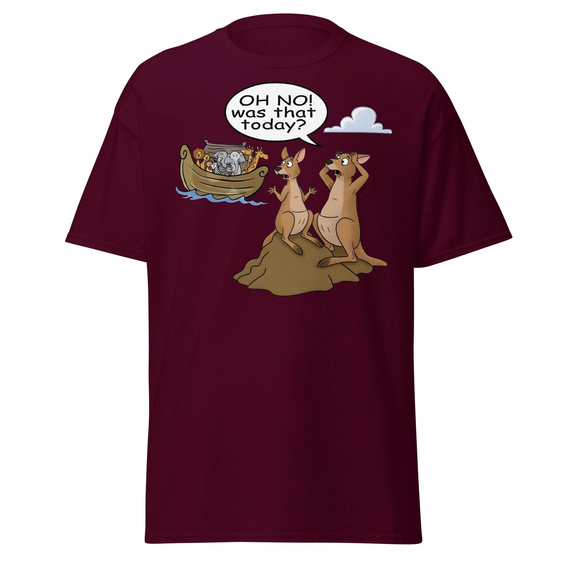 Funny Kangaroo Noah's Ark Missed It T-Shirt - Maroon - T-Shirts Online