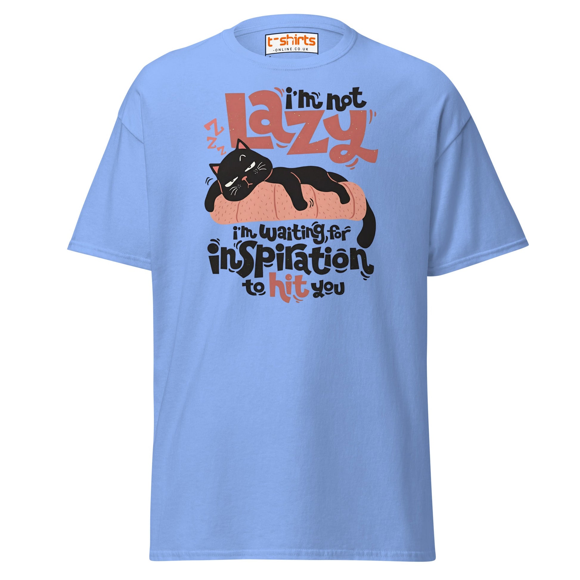 Funny Lazy Cat T-Shirt – Inspiration Humor Tee - Carolina Blue - T-Shirts Online