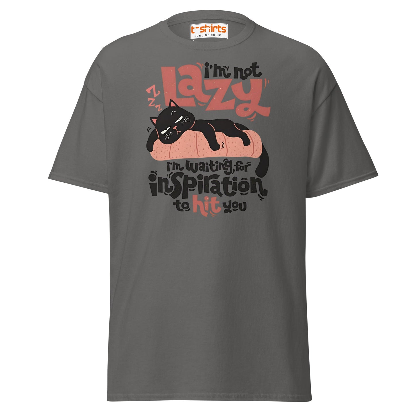 Funny Lazy Cat T-Shirt – Inspiration Humor Tee - Charcoal - T-Shirts Online