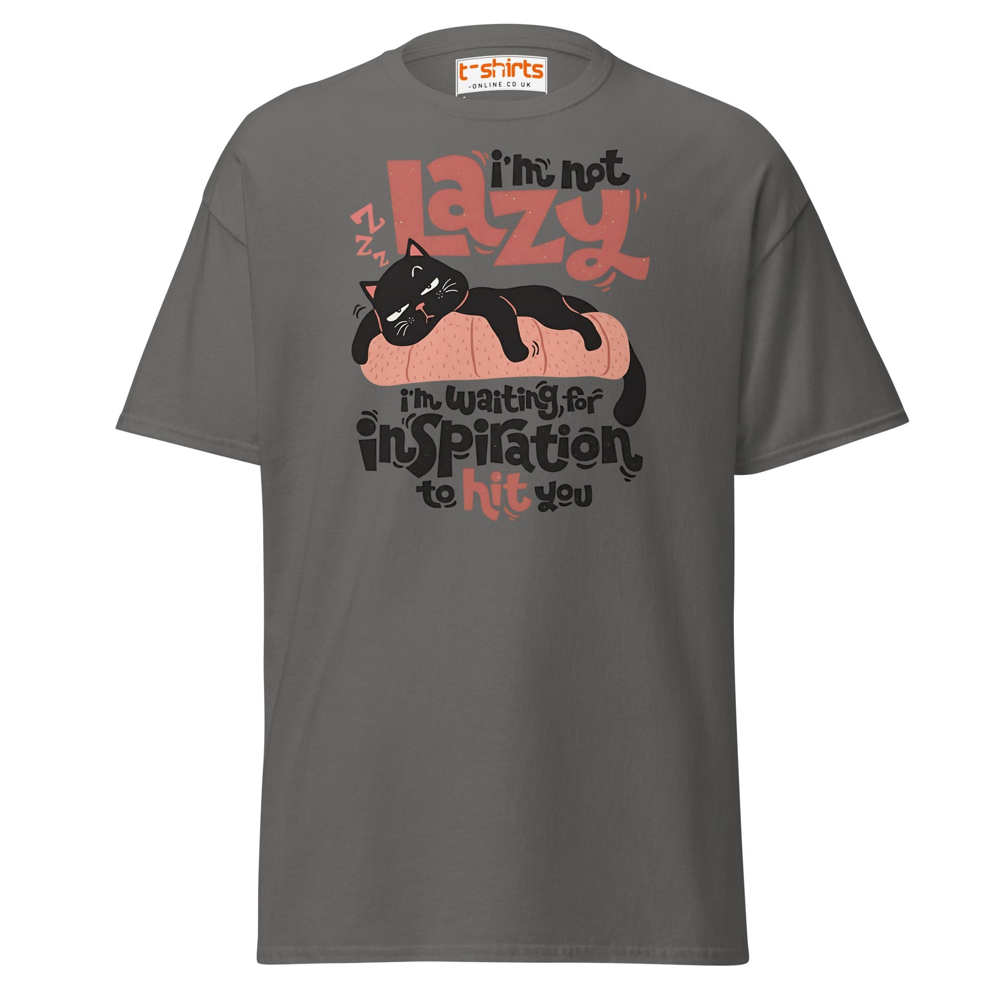 Funny Lazy Cat T-Shirt – Inspiration Humor Tee - Charcoal - T-Shirts Online