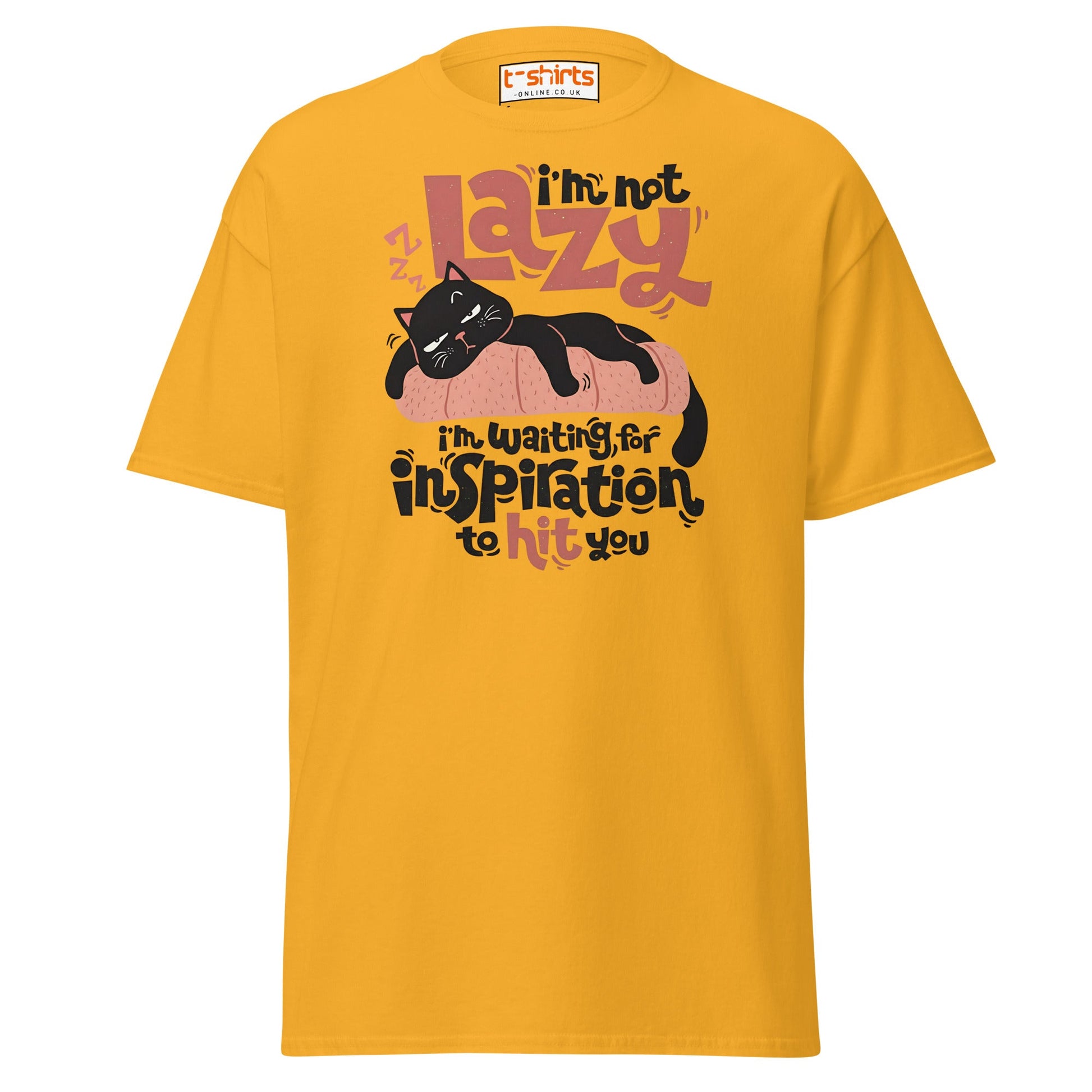 Funny Lazy Cat T-Shirt – Inspiration Humor Tee - Gold - T-Shirts Online
