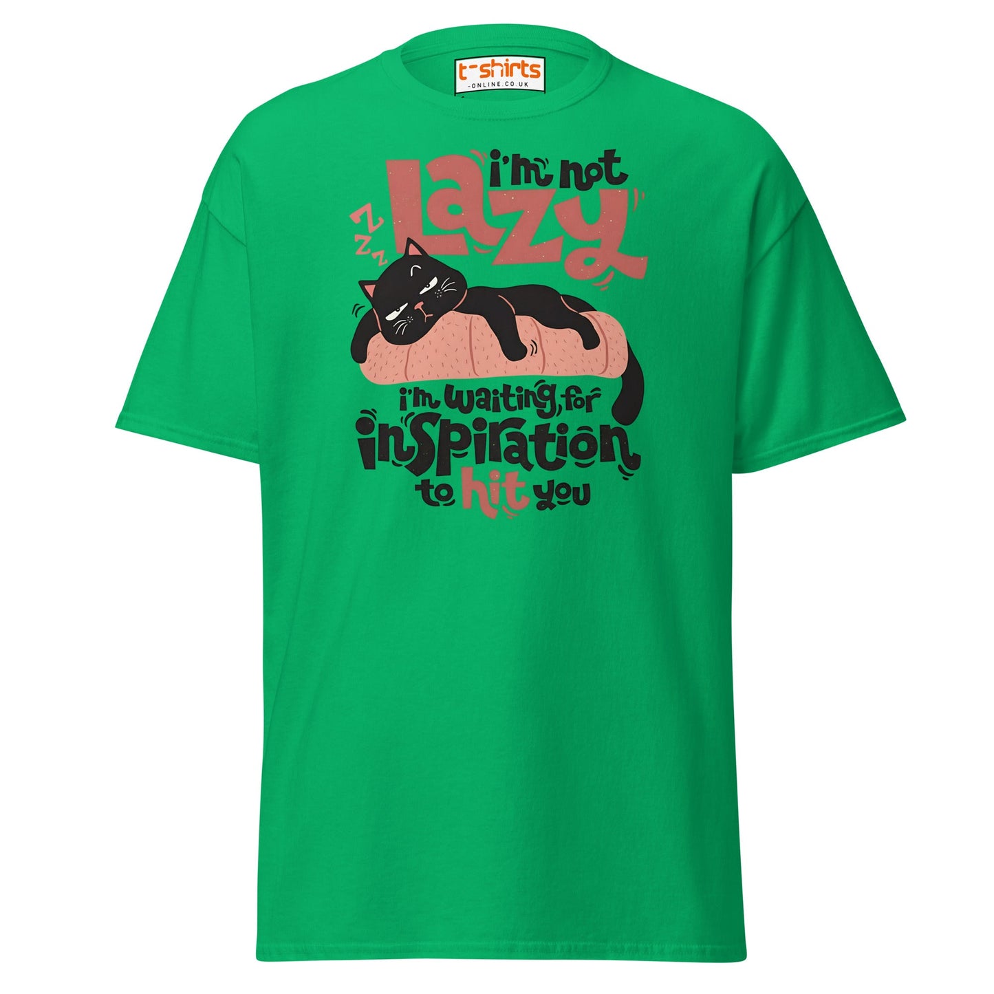 Funny Lazy Cat T-Shirt – Inspiration Humor Tee - Irish Green - T-Shirts Online