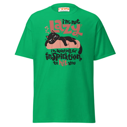 Funny Lazy Cat T-Shirt – Inspiration Humor Tee - Irish Green - T-Shirts Online