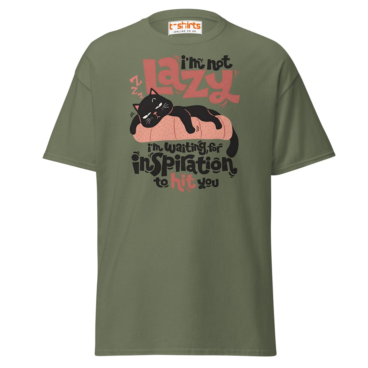 Funny Lazy Cat T-Shirt – Inspiration Humor Tee - Military Green - T-Shirts Online