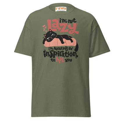 Funny Lazy Cat T-Shirt – Inspiration Humor Tee - Military Green - T-Shirts Online