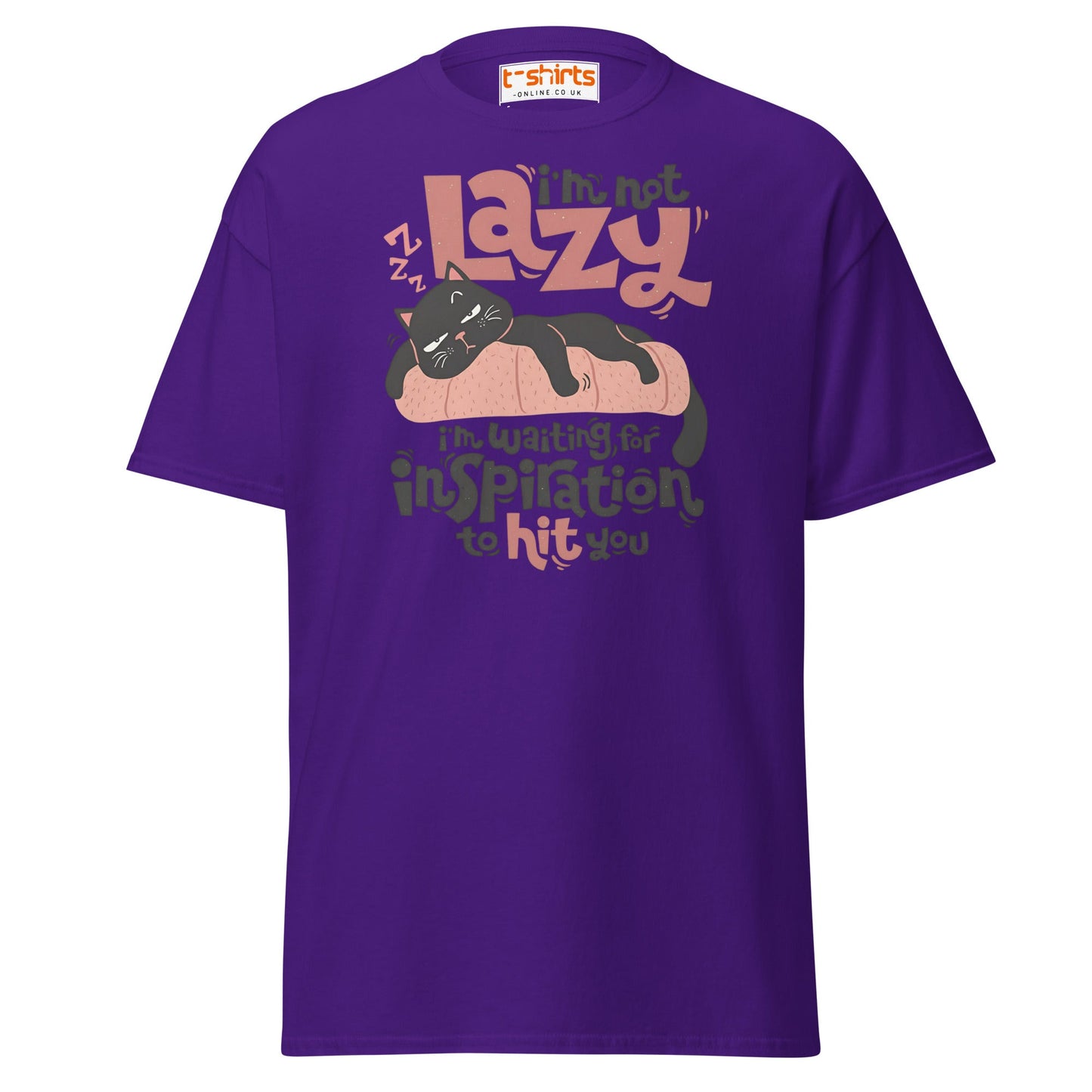 Funny Lazy Cat T-Shirt – Inspiration Humor Tee - Purple - T-Shirts Online