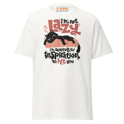 Funny Lazy Cat T-Shirt – Inspiration Humor Tee - White - T-Shirts Online