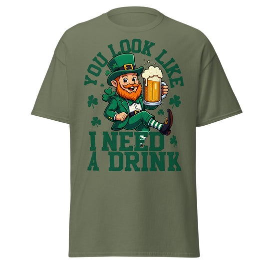 Funny Leprechaun St. Patrick’s Day Beer T-Shirt - Military Green - T-Shirts Online