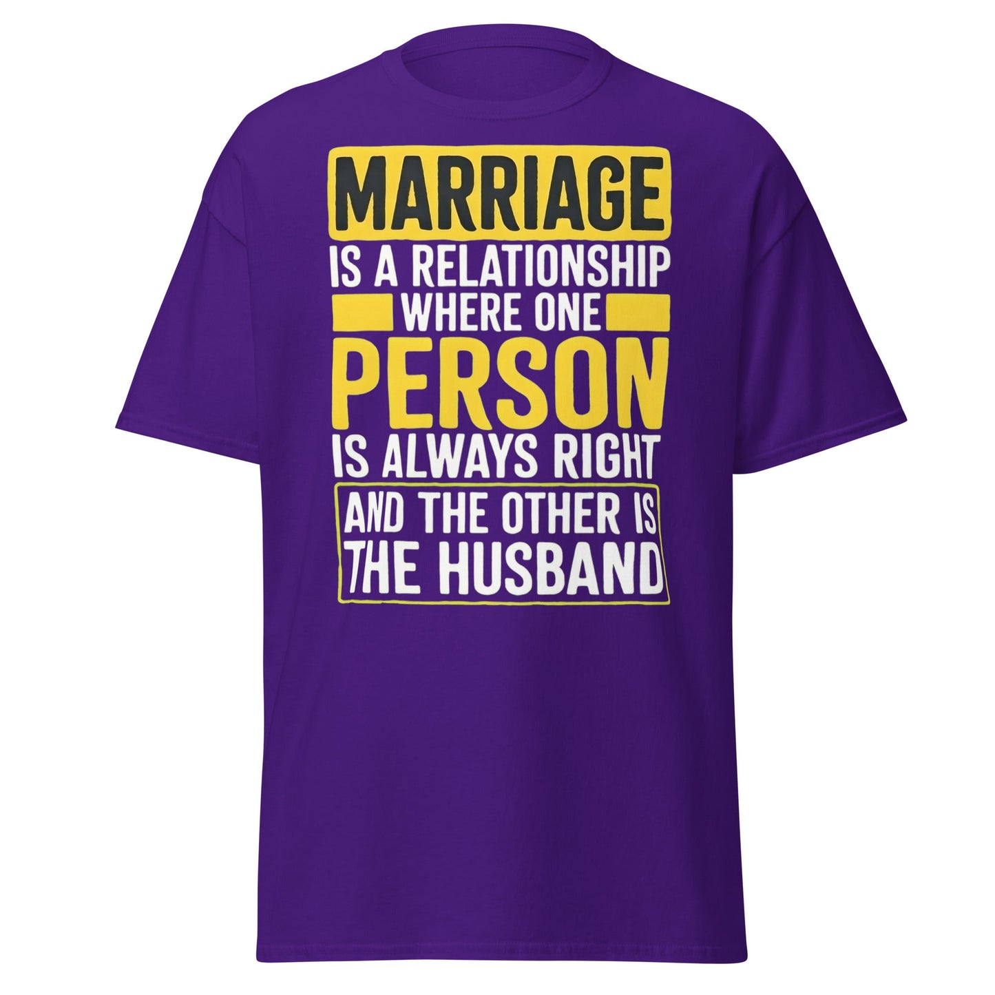 Funny Marriage Always Right Husband T-Shirt - Purple - T-Shirts Online