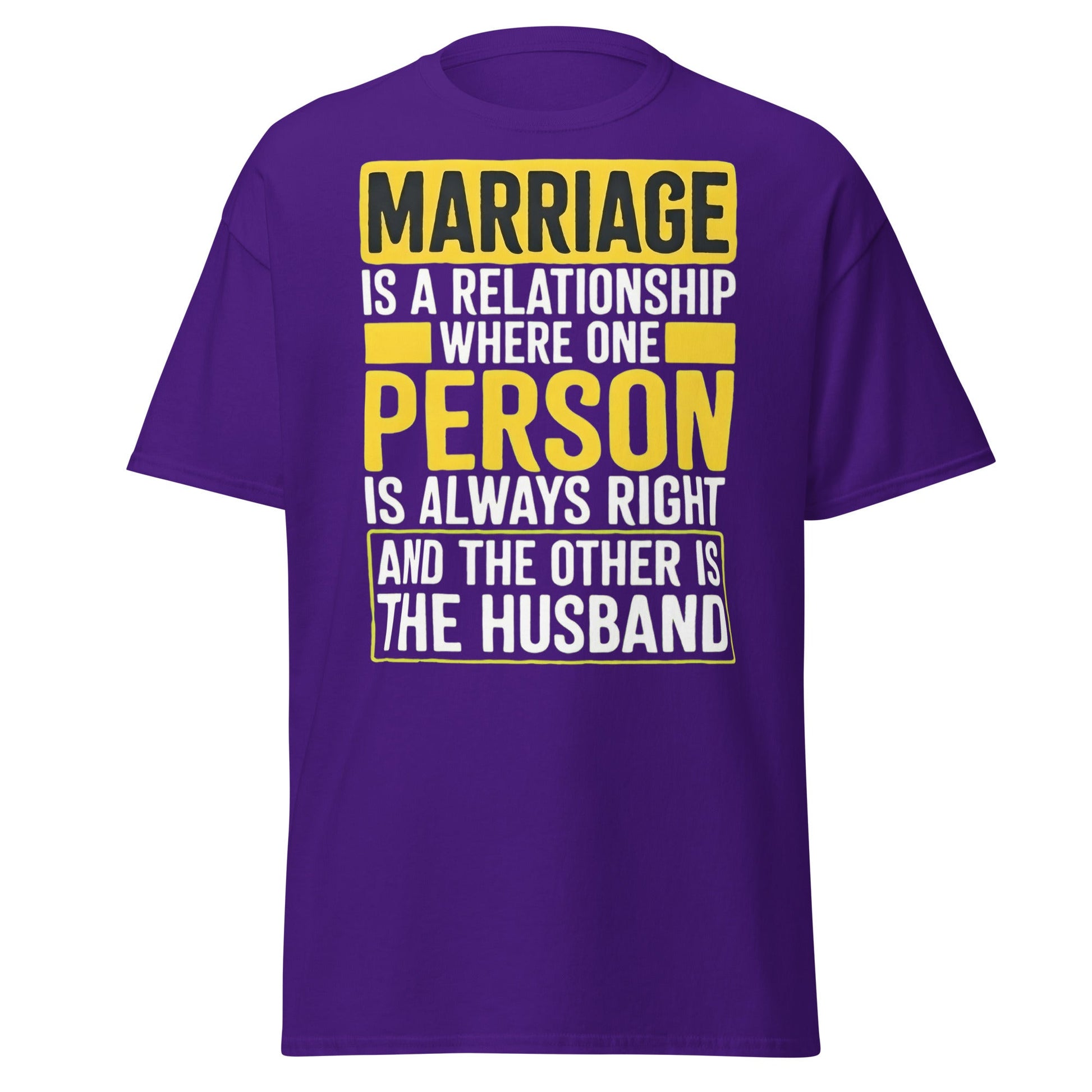 Funny Marriage Always Right Husband T-Shirt - Purple - T-Shirts Online
