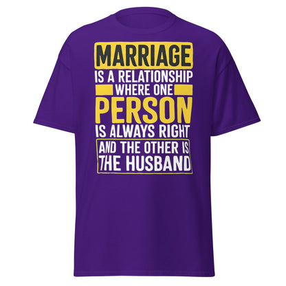 Funny Marriage Always Right Husband T-Shirt - Purple - T-Shirts Online