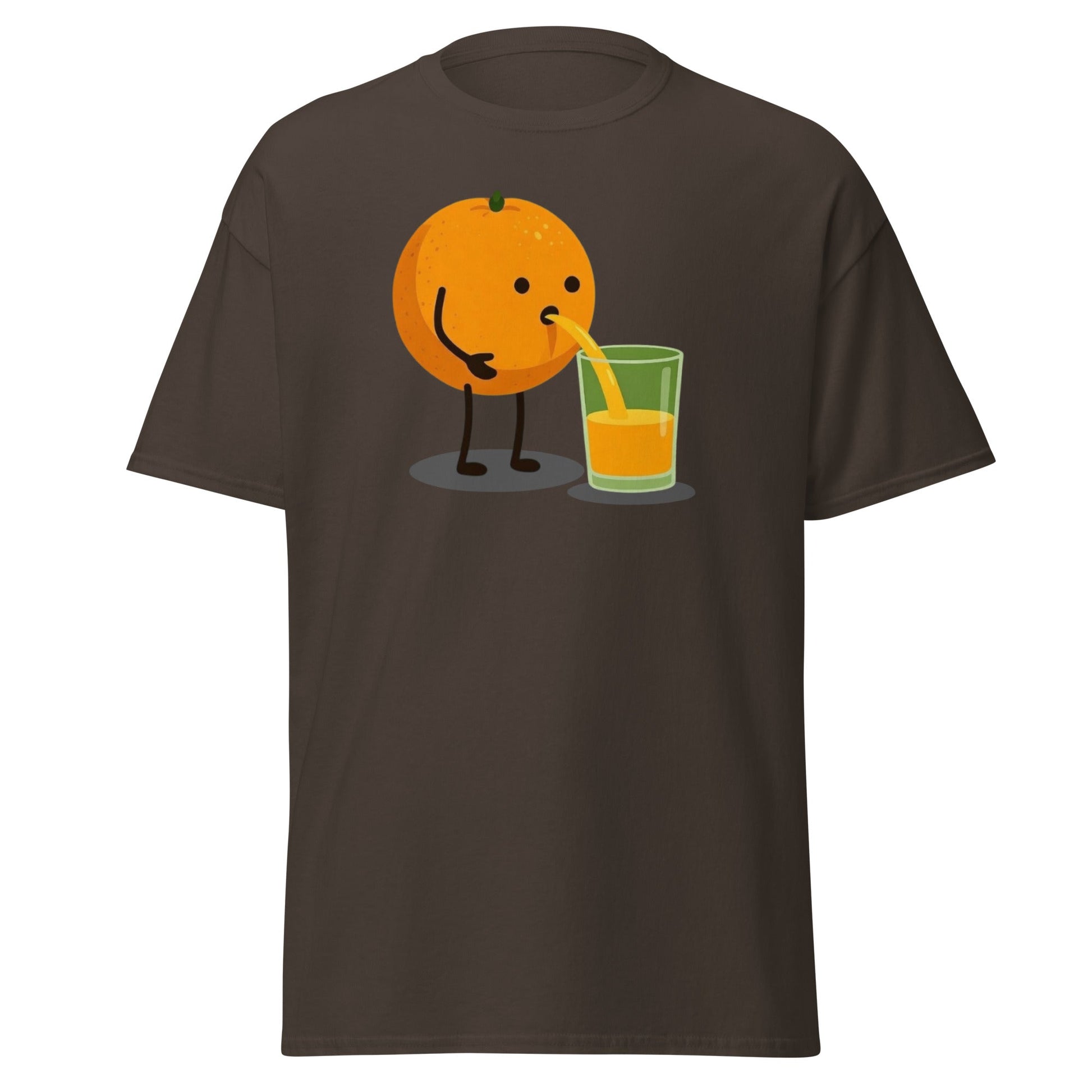 Funny Orange Juice Character T-Shirt - Squeezed Tee - Dark Chocolate - T-Shirts Online