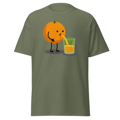 Funny Orange Juice Character T-Shirt - Squeezed Tee - Military Green - T-Shirts Online