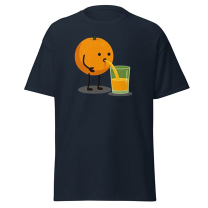 Funny Orange Juice Character T-Shirt - Squeezed Tee - Navy - T-Shirts Online