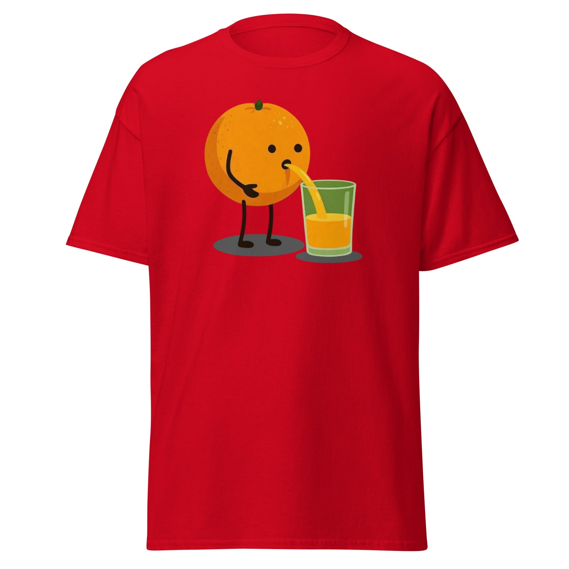 Funny Orange Juice Character T-Shirt - Squeezed Tee - Red - T-Shirts Online