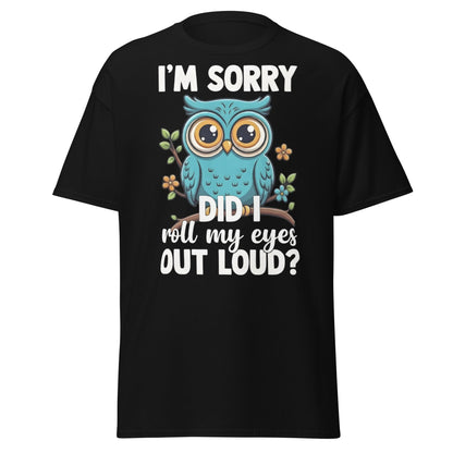 Funny Owl Eye Roll T-Shirt - Sarcastic Humor Graphic Tee - Black - T-Shirts Online
