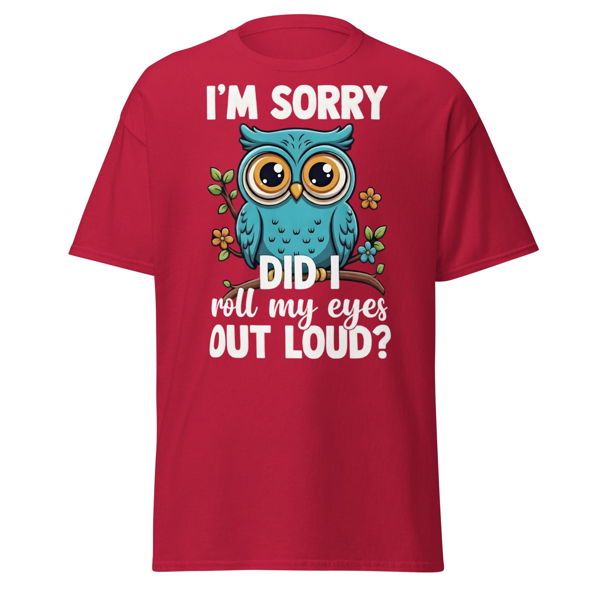 Funny Owl Eye Roll T-Shirt - Sarcastic Humor Graphic Tee - Cardinal - T-Shirts Online
