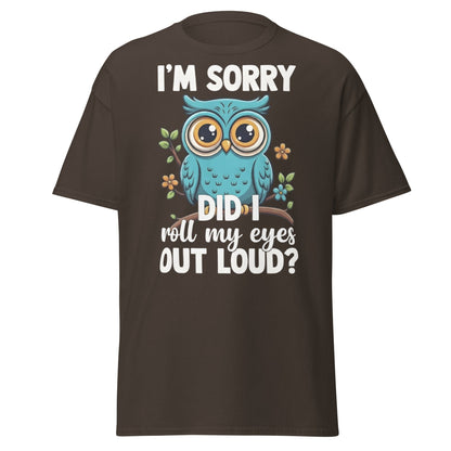 Funny Owl Eye Roll T-Shirt - Sarcastic Humor Graphic Tee - Dark Chocolate - T-Shirts Online