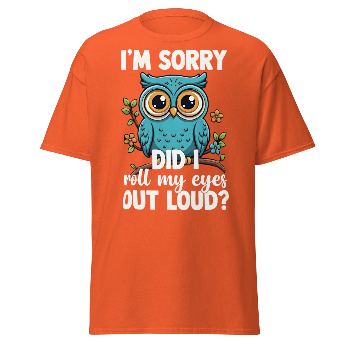 Funny Owl Eye Roll T-Shirt - Sarcastic Humor Graphic Tee - Orange - T-Shirts Online