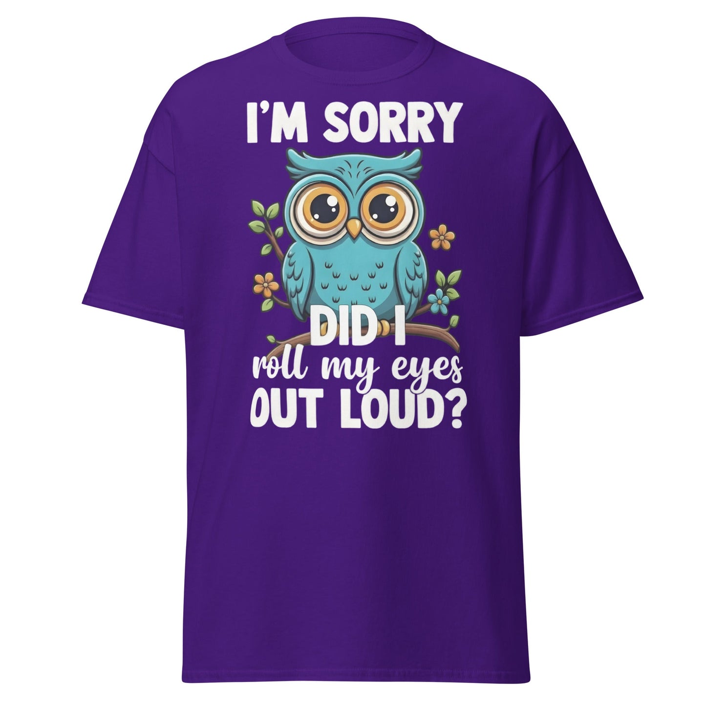 Funny Owl Eye Roll T-Shirt - Sarcastic Humor Graphic Tee - Purple - T-Shirts Online
