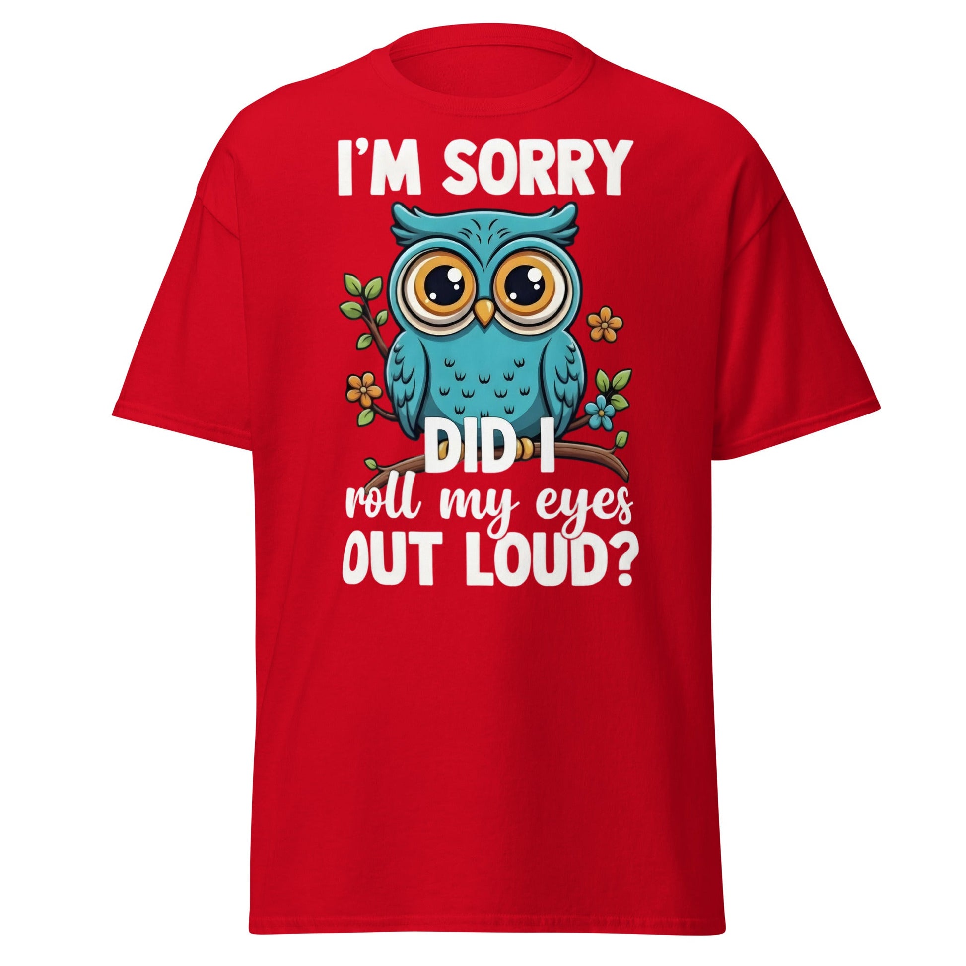 Funny Owl Eye Roll T-Shirt - Sarcastic Humor Graphic Tee - Red - T-Shirts Online