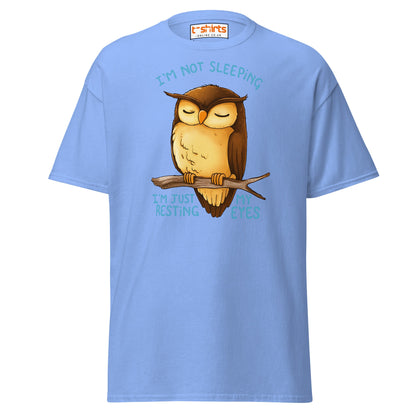 Funny Owl T-Shirt – I’m Not Sleeping Resting My Eyes Tee - Carolina Blue - T-Shirts Online