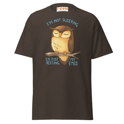 Funny Owl T-Shirt – I’m Not Sleeping Resting My Eyes Tee - Dark Chocolate - T-Shirts Online