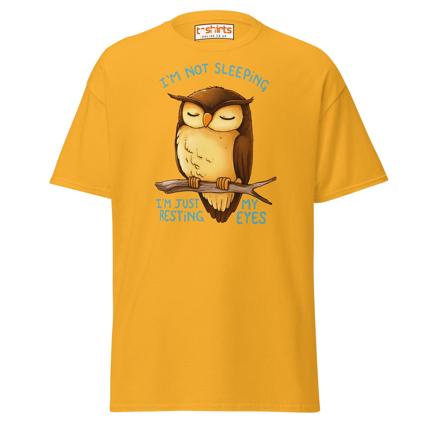 Funny Owl T-Shirt – I’m Not Sleeping Resting My Eyes Tee - Gold - T-Shirts Online