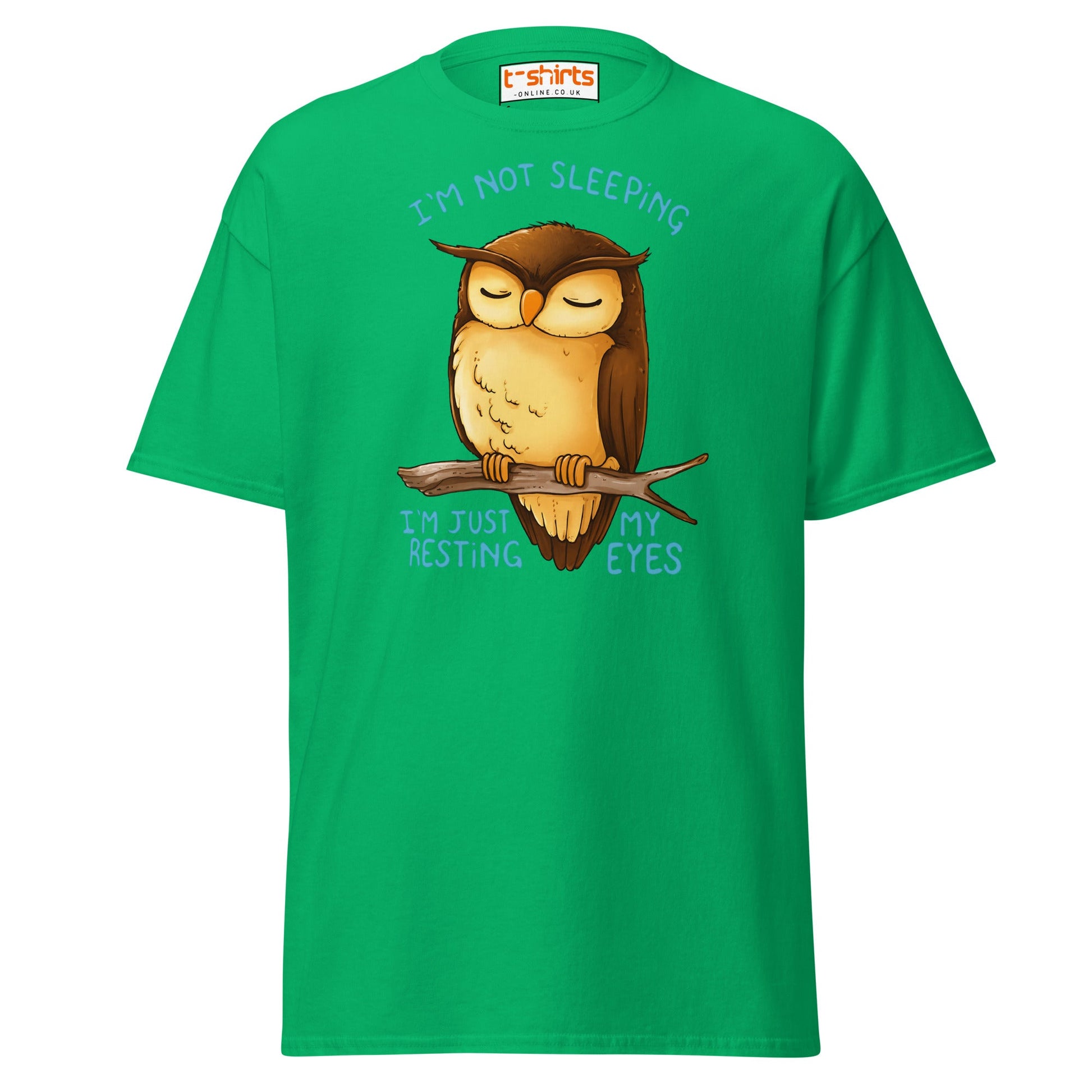Funny Owl T-Shirt – I’m Not Sleeping Resting My Eyes Tee - Irish Green - T-Shirts Online