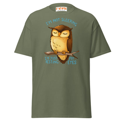 Funny Owl T-Shirt – I’m Not Sleeping Resting My Eyes Tee - Military Green - T-Shirts Online