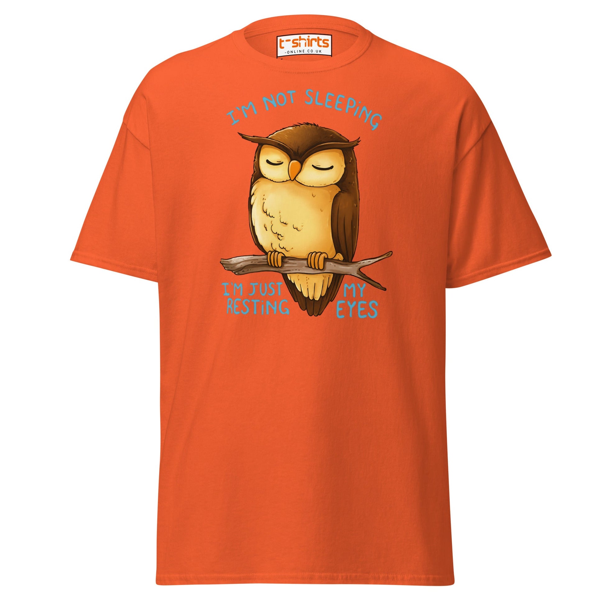 Funny Owl T-Shirt – I’m Not Sleeping Resting My Eyes Tee - Orange - T-Shirts Online