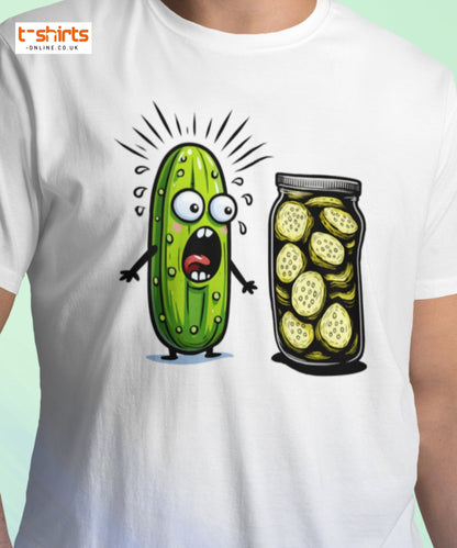 Funny Pickle Cucumber T-Shirt – Cartoon Humor Tee - Black - T-Shirts Online