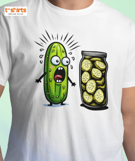 Funny Pickle Cucumber T-Shirt – Cartoon Humor Tee - Black - T-Shirts Online