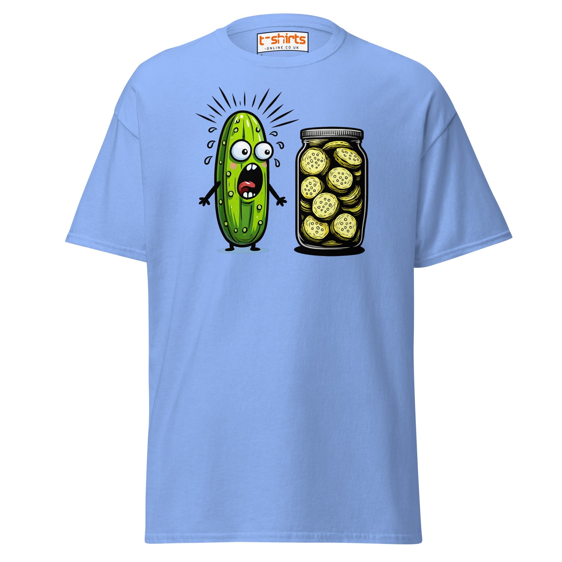 Funny Pickle Cucumber T-Shirt – Cartoon Humor Tee - Carolina Blue - T-Shirts Online