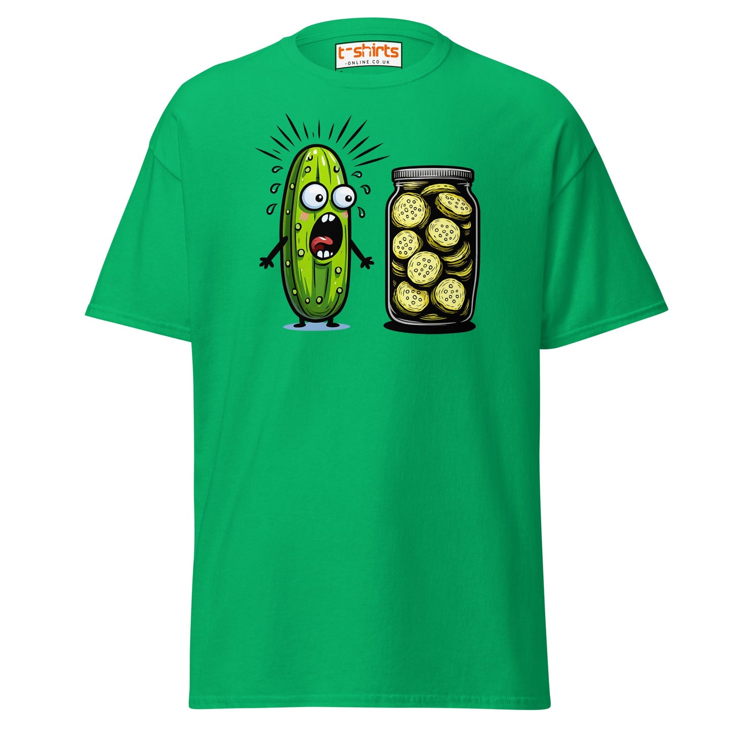 Funny Pickle Cucumber T-Shirt – Cartoon Humor Tee - Irish Green - T-Shirts Online